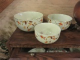 (3) Jewel Tea Nesting Hall's Superior Kitchenware Fall Floral Bowls - FF-3
