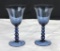 (2) Imperial Glass Candlewick 4oz Stemmed Blue Wine Glasses  - W