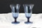 (2) Imperial Glass Candlewick 12oz Blue Footed Iced Tea Glasses  - W