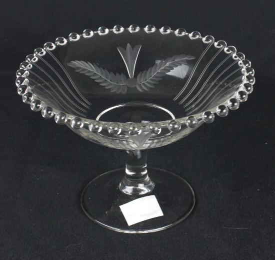 Imperial Glass Candlewick Etched Compote  - W
