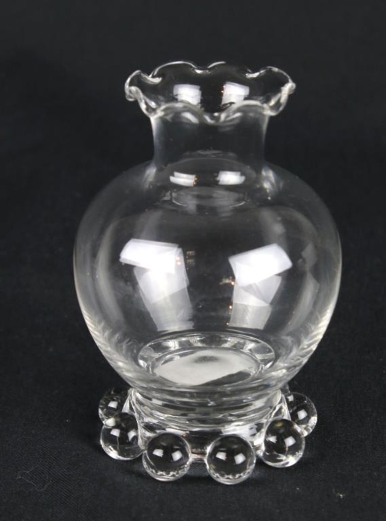 Lot Imperial Glass Candlewick Squatty Ruffled Top Ball Bud Vase