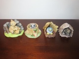 (4) Woodland Surprises Porcelain Figures - W