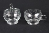 Etched Crystal Covered Sugar & Creamer  - W