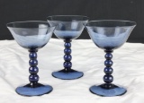 (3) Imperial Glass Candlewick 6oz Blue Sherbet Dishes  - W