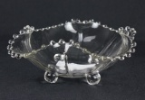 Imperial Glass Candlewick Four Footed Ruffled Fluted Bowl  - W