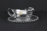 Imperial Glass Candlewick Sauce Boat & Plate Set  - W