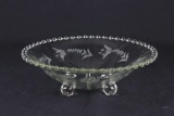 Imperial Glass Candlewick Four Footed Etched Bowl  - W