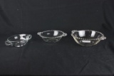 (3) Imperial Glass Candlewick Handled Bowls  - W