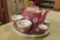 Red Oriental Tea Pot With (4) Tea Cups & (4) Saki Cups - G