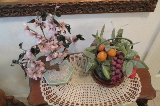 Jade Tree, (2) Decorative Fruit Basket, & Doilies  - M