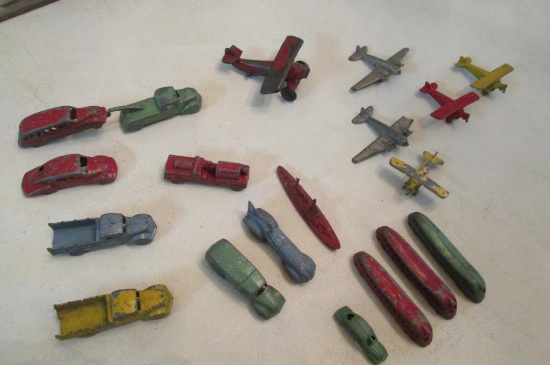 Assorted Tootsie Toys Mini Cast Iron Cars & Planes - B1