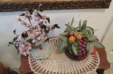 Jade Tree, (2) Decorative Fruit Basket, & Doilies  - M