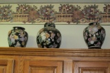 (2) Ceramic Oriental Vases & (1) Jar  - M