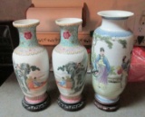 (3) Ceramic Oriental Vases - M