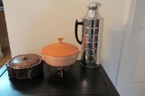 Coffee Carafe, Fondue Dish, & Candy Dish  - M