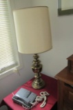 Brass Lamp & AT&T Cord Phone  - S