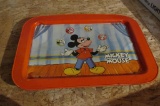 (2) Mickey Mouse Breakfast Trays, Illco Donald Duck And Mickey Plastic Car - U