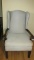 Dark Wood & Upholstered Wing Back Chair - LR