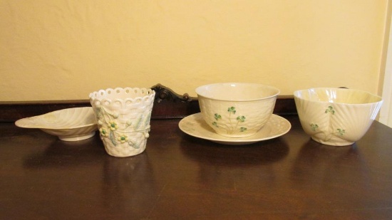 Beleek Tea Cup, Saucer, Small Bowl, Small Dish, & Cup - DR