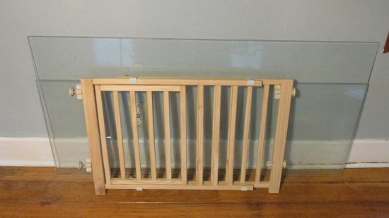 (2) Rectangular Glass Tops & Adjustable Wood Gate - UP