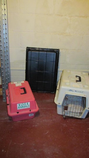 (2) Cat Carriers, (1) Small Dog Metal Crate - BM
