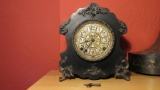 Marked FS Black Wood Mantle Clock - LR