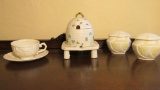 Beleek Cups & Saucer, Beehive, Lidded Containers - DR