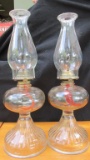 (2) Glass Oil Lamps - G