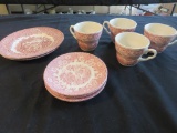 (9) Pieces Of Red Patterned China - LR