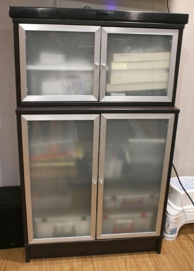 Dark Storage Cabinet With Attached Top Unit - BG