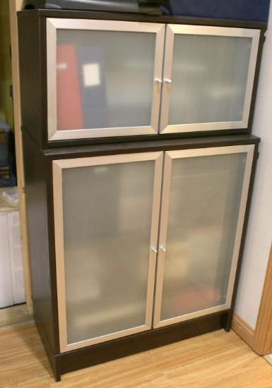 Dark Storage Cabinet With Attached Top Unit - BG