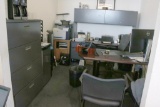 Desk, Credenza, File Cabinet, & Chairs - S