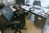 Metal L-Shaped Desk & Chairs - S