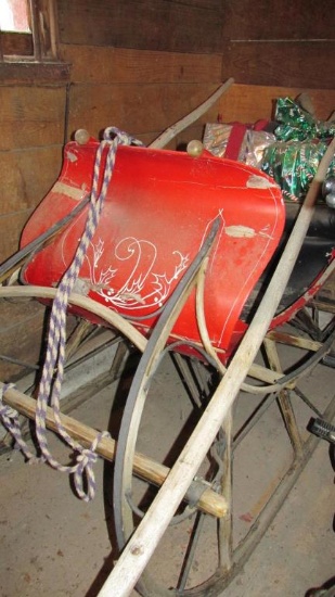 Wood Horse Pulled Sleigh - B