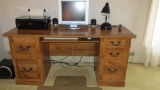 Medium Finished Pine Veneer Desk - O