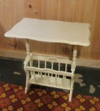 White Painted Table With Magazine Rack - BM
