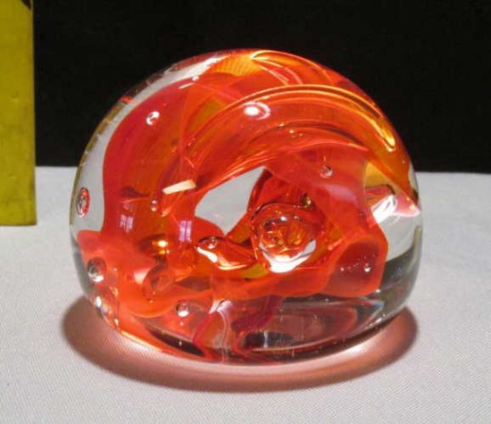 1996 Brian Lonsway Signed Glass Paperweight - K