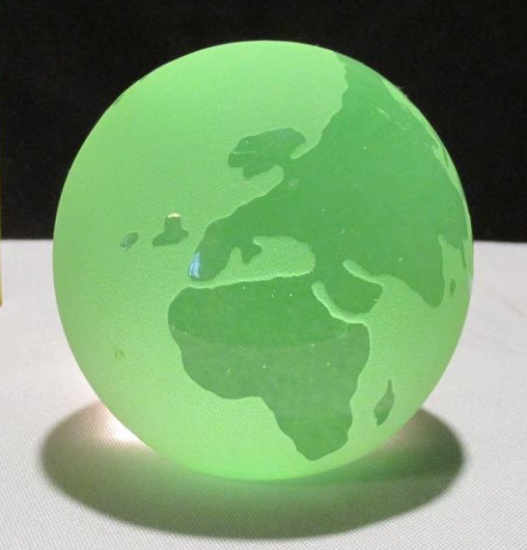 Green Frosted "Earth" Paperweight - K