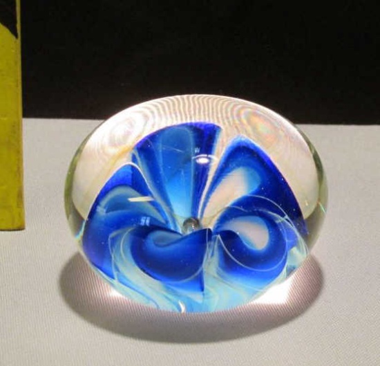 1992 C. Wright Signed Glass Paperweight - K