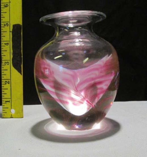 1976 Signed Kraft Glass Vase - K