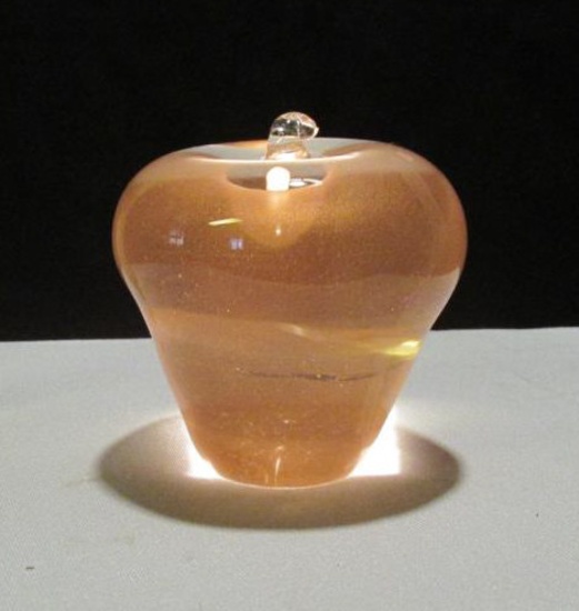 Signed Dagget Glass Apple Paperweight - K