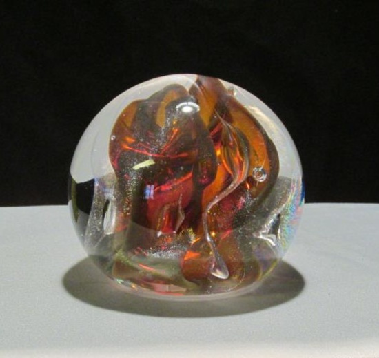 1993 Brian Lonsway Signed Glass Paperweight - K