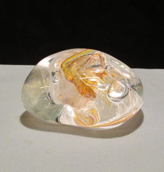 1993 Signed Lonsway Glass Art Paperweight - K