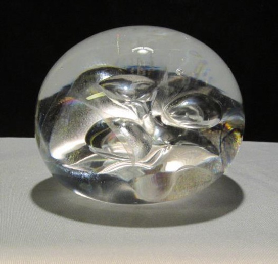 1991 Flawed Signed Lonsway Glass Art Paperweight - K