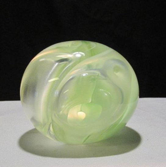 Signed Lonsway Glass Art Paperweight - K