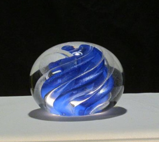 1994 Signed Lonsway Glass Art Paperweight - K