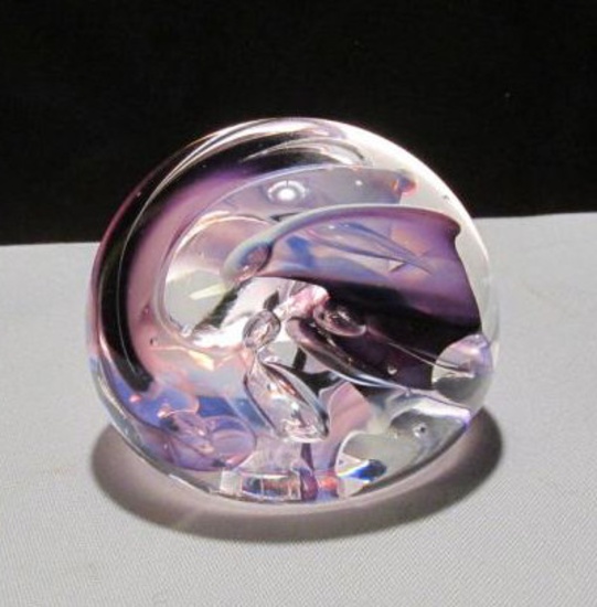 1995 Signed Lonsway Glass Art Paperweight - K