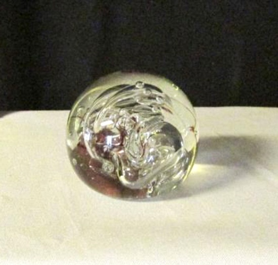 1980 Signed Lonsway Glass Art Paperweight - K