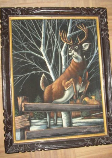 Black Felt Painted Deer Portrait