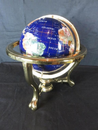 Blue Lapis Ocean Table Top Gemstone Globe